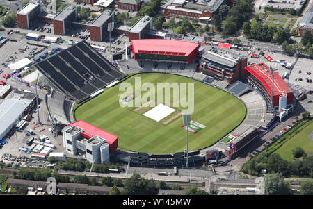 Vista aerea di Old Trafford cricket ground, Giugno 2019 Foto Stock