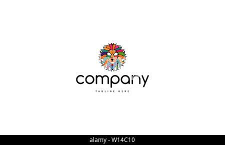 Vettore di logo che è un immagine astratta di un color testa di leone. Illustrazione Vettoriale