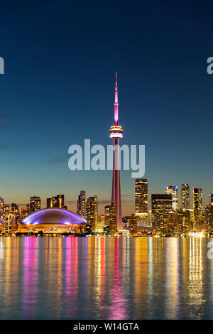 Toronto Ontario Canada 2019. Vista da Toronto Island al tramonto. Foto Stock