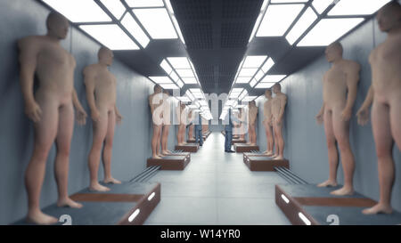 3D render. Clonazione figure umanoide Foto Stock