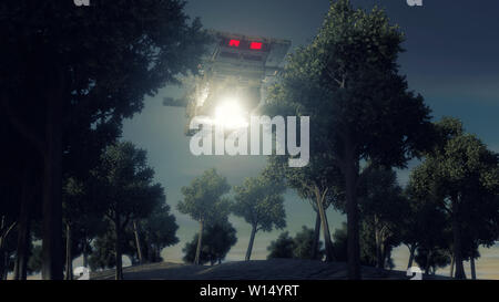 Il rendering 3D. Avveniristica astronave aliena Foto Stock