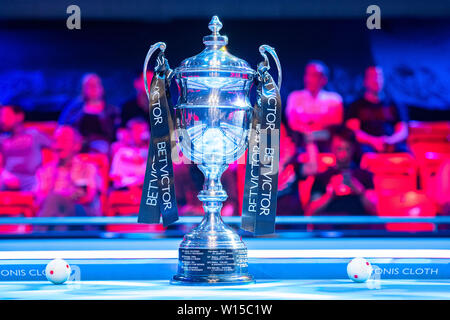 Leicester, Regno Unito. Il 30 giugno, 2019. Il trofeo prima dell'Betvictor World Cup della piscina finale tra Filippine vs Austria a Morningside Arena di Domenica, 30 giugno 2019 a Leicester Inghilterra. Credito: Taka G Wu/Alamy Live News Foto Stock