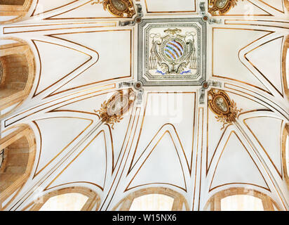 Bellissimo ornamento sul soffitto della Università di Salamanca Foto Stock