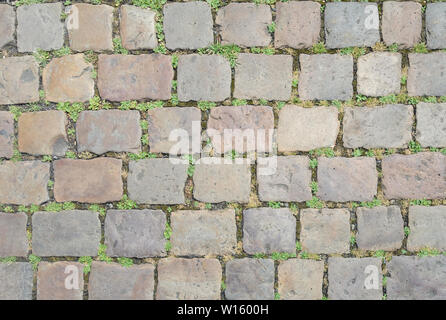 Vecchia strada in ciottoli di grosse pietre. Foto Stock