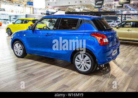 Poznan, Polonia, Marzo 2019: blu nuova Suzuki Swift, Poznan International Motor Show, gen 4, auto ultracompatto che sta B segmento prodotta da Suzuki Foto Stock