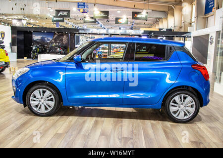 Poznan, Polonia, Marzo 2019: blu nuova Suzuki Swift, Poznan International Motor Show, gen 4, auto ultracompatto che sta B segmento prodotta da Suzuki Foto Stock