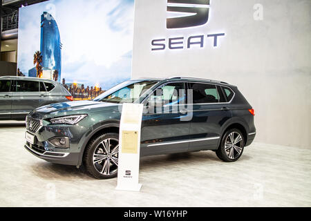 Poznan, Polonia, Marzo 2019 Sede Tarraco, Poznan International Motor Show, MQB-A2, piattaforma mid-size SUV crossover prodotta da spagnolo della Seat Foto Stock