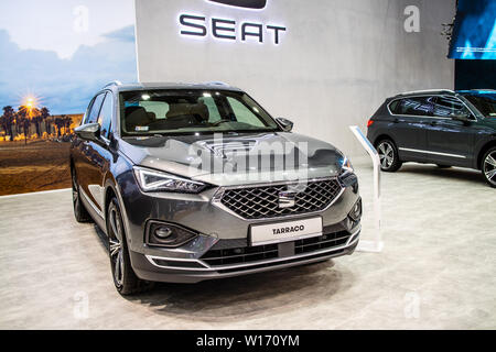 Poznan, Polonia, Marzo 2019 Sede Tarraco, Poznan International Motor Show, MQB-A2, piattaforma mid-size SUV crossover prodotta da spagnolo della Seat Foto Stock