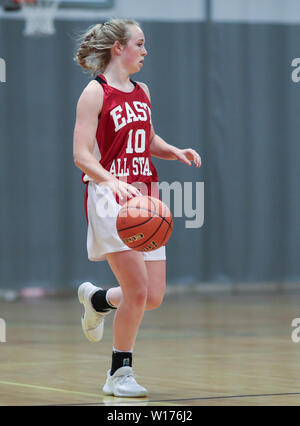 Azione di basket presso il Washington State 1A TUTTE LE Star Game in Liberty Lago, Washington. Foto Stock