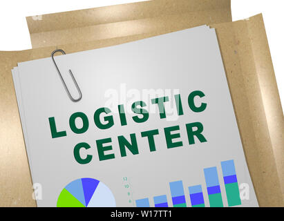 3D illustrazione del centro logistico titolo sul documento aziendale Foto Stock