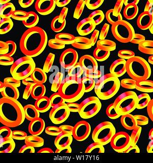Abstract anelli d oro, 3D illustrazione vettoriale su sfondo nero Illustrazione Vettoriale