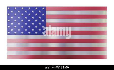 Isolato su bianco cool background moderno, isolato bandiera degli Stati Uniti realizzate con differenti tipi di metallo spazzolato plance, acciaio inox, Stati Uniti d'Americ Foto Stock