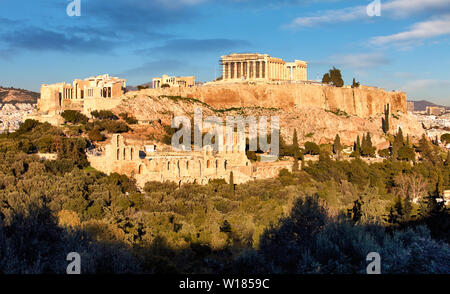 Atene - Acropoli al tramonto, Grecia Foto Stock