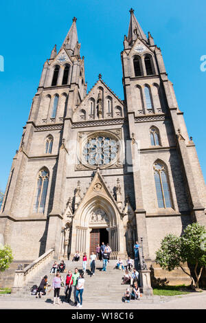 Kostel sv. Ludmily, Chiesa di Santa Ludmilla, Namesti Miru, Vinohrady di Praga, Repubblica Ceca Foto Stock