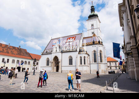 Crkva sv. Marka, Chiesa di San Marco, Markov trg, Gradec, Zagabria, Croazia Foto Stock