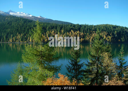 Il Lago di Paneveggio e del gruppo del Lagorai, cece peack, parco naturale di Paneveggio, Val di Fiemme, trentino, Italia Foto Stock