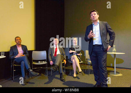 Trasporto TFGM Manchester evento. Sindaco di Greater Manchester Andy Burnham Foto Stock