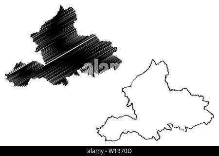 Provincia di Gelderland (Regno dei Paesi Bassi, Olanda) mappa illustrazione vettoriale, scribble schizzo Guelders mappa Illustrazione Vettoriale