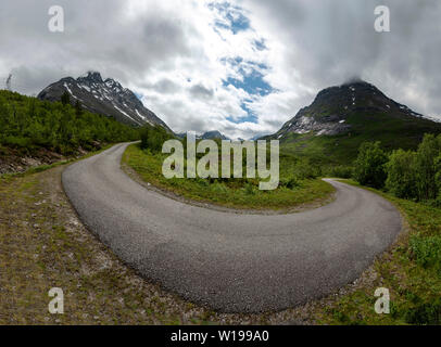 Privata strada a pedaggio attraverso Vengedalen, vicino ad Andalsnes, Norvegia. Foto Stock