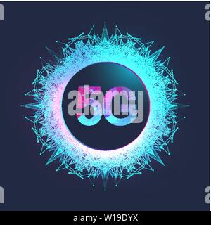 5G di rete sistemi wireless e internet illustrazione vettoriale. Rete di comunicazione. Il concetto di Business banner. Intelligenza artificiale e macchina Illustrazione Vettoriale