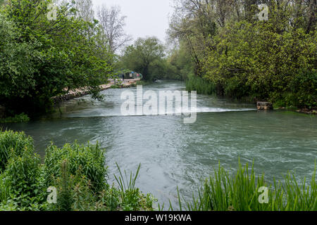 Sullo sfondo della molla di Banias è Pan grotta, dove l'idrovia originato in tempi antichi Foto Stock