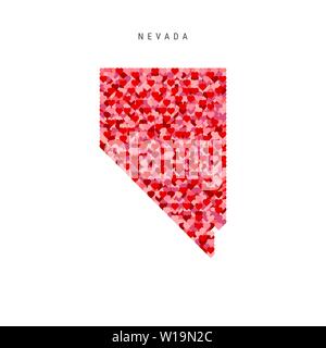 Io amo il Nevada. Cuori rossi Pattern mappa vettoriale del Nevada Illustrazione Vettoriale