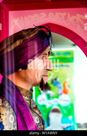 Profilo di Zoltar all'interno del Zoltar parla macchina (Felixstowe, Regno Unito) Foto Stock