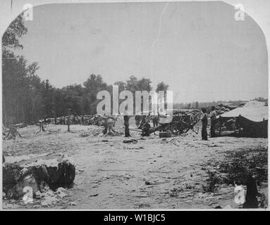 Il cap. Edmund C. Bainbridge è una batteria, 1 U.S. Artiglieria, all'assedio di Port Hudson, Louisiana, 1863 Foto Stock