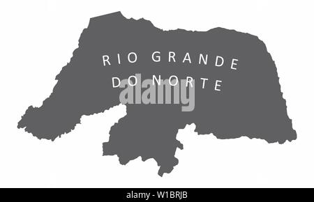 Rio Grande do Norte stato mappa silhouette isolati su sfondo bianco, Brasile Illustrazione Vettoriale