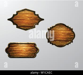 Vector realistic illustration of wooden signboard Illustrazione Vettoriale
