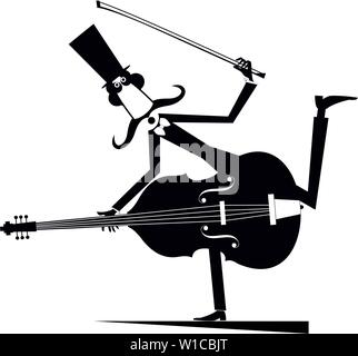 Cartoon baffi lungo il violoncellista illustrazione. Cartoon baffi lungo il violoncellista nella top hat nero su bianco illustrazione Illustrazione Vettoriale