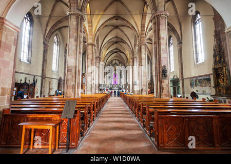 BOLZANO, Italia - 14 Aprile 2019: Duomo di Bolzano Cattedrale interno, situato nella città di Bolzano in Alto Adige, Italia Foto Stock