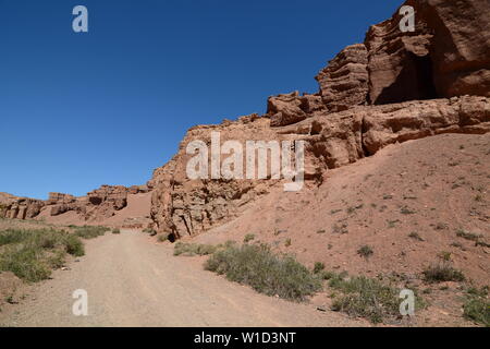 Vista della Valle dei castelli. Charyn parco nazionale. Regione di Almaty. Il Kazakistan Foto Stock