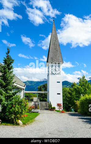 Chiesa in Faulensee vicino a Spiez Thunersee (Thuner vedere), il lago di Thun. Svizzera Foto Stock