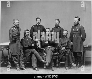 Gen. Jefferson C. Davis, gen. William B. Hazen, Gen. Oliver O. Howard, Gen. John A. Logan, gen. William T. Sherman, gen. Henry W. Slocum; Note Generali: Utilizzo di guerra e di conflitto numero 126 quando si ordina una riproduzione o la richiesta di informazioni su questa immagine. Foto Stock