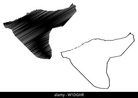 Governatorato Al-Hasakah (governatorati della Siria, Repubblica Araba Siriana) mappa illustrazione vettoriale, scribble schizzo Hasakah mappa Illustrazione Vettoriale