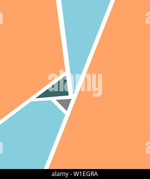 Bellissimo sfondo di blu e arancione, triangoli e linee. Il minimalismo Gometric, color pastello con cifre separate reciprocamente da white Foto Stock