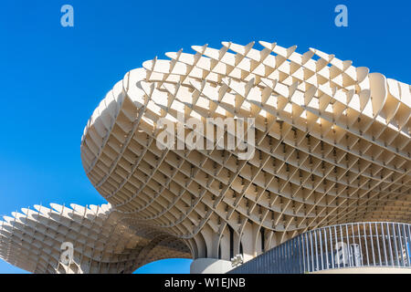 Setas de Sevilla, Metropol Parasol, un di legno architettura moderna struttura con un museo archeologico e dal punto di vista, Siviglia, in Andalusia, Spagna Foto Stock