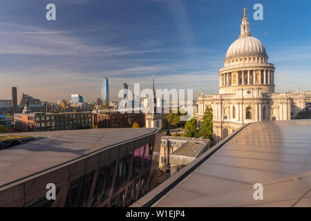 Skyline di Londra visto da un nuovo cambiamento, città di Londra con la Cattedrale di San Paolo visto da sopra, London, England, Regno Unito, Europa Foto Stock