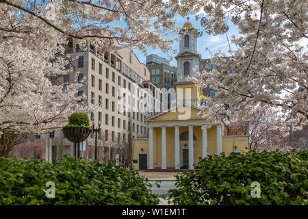 Vista della Basilica di San Giovanni la Chiesa Episcopale e in primavera fioriscono, Washington D.C., Stati Uniti d'America, America del Nord Foto Stock