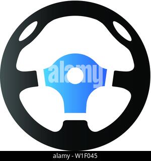 L'icona del volante in duo tono di colore. Automobile automobile come mezzo di trasporto Illustrazione Vettoriale