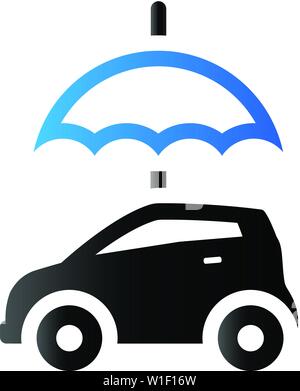 Auto e icona ombrello in duo tono di colore. Protezione assicurativa Illustrazione Vettoriale