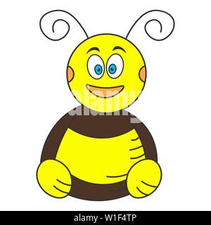 Cartoon bumblebee seduta sul pavimento. Il colore di disegno. Illustrazione Vettoriale Illustrazione Vettoriale