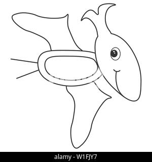 Contorno di dinosaurus pterodactyl, che può essere utilizzato come colorante. Isolato su sfondo bianco. illustrazione. Foto Stock