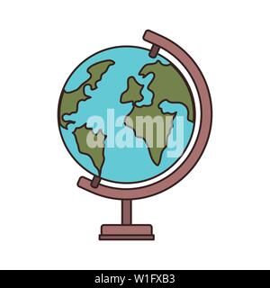 Globo terrestre di scuola su sfondo bianco Illustrazione Vettoriale