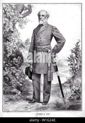 Il generale Robert E. Lee, ritratto a figura intera in uniforme militare, Artwork da Vic Arnold, litografia da A.S. Del veggente litografia, 1882 Foto Stock