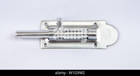 Latch di rame (serratura della porta il fissaggio) colore isolato su sfondo bianco Foto Stock