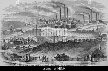 BLACK COUNTRY delle miniere di carbone di proprietà di William Ward, 1° Conte di Dudley, nel South Staffordshire, circa 1860 Foto Stock