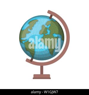 Globo terrestre di scuola su sfondo bianco Illustrazione Vettoriale