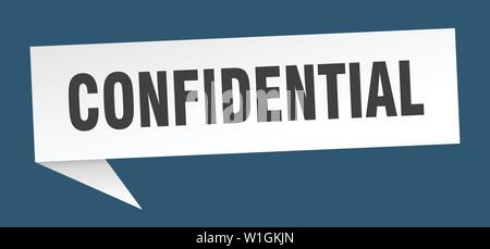 Confidenziale discorso bolla. segno riservate. banner riservate Illustrazione Vettoriale